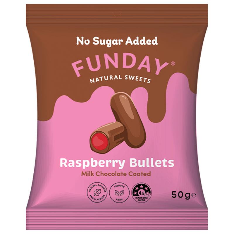 Funday Milk Chocolate Raspberry Bullets 50g