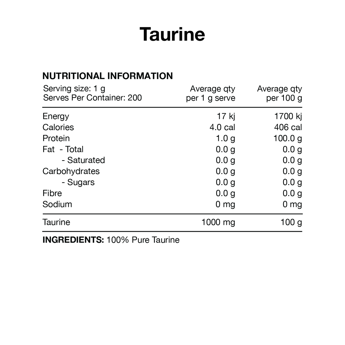 Switch Nutrition Taurine 200g