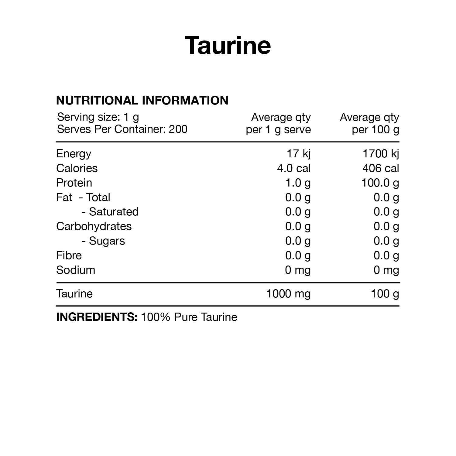Switch Nutrition Taurine 200g