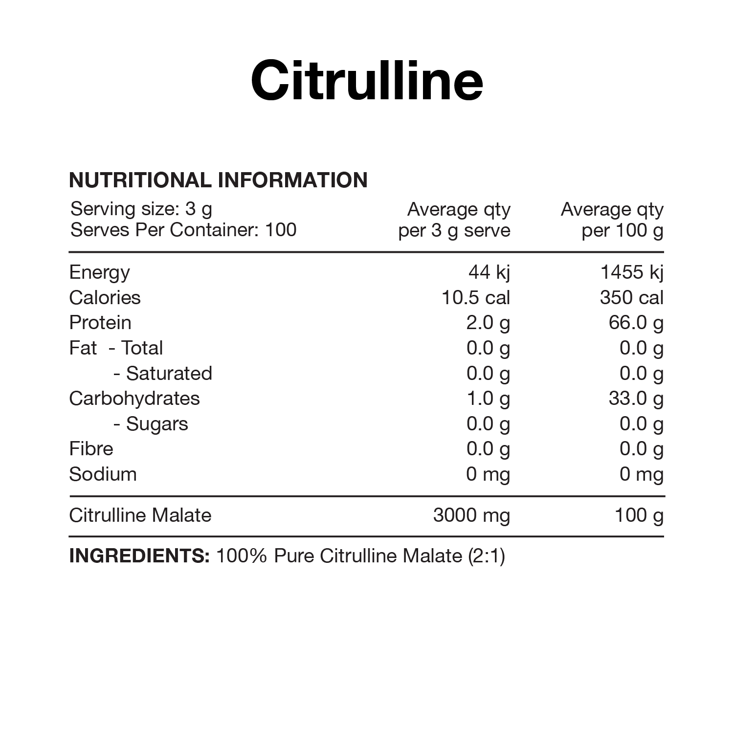 Switch Nutrition Citrulline Malate 100 Serves