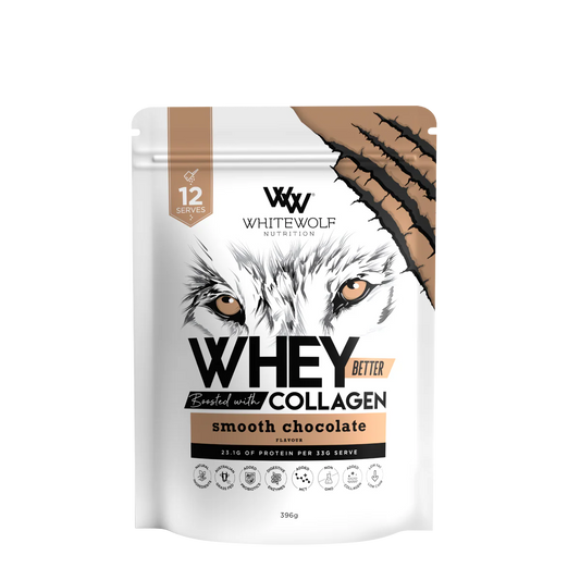 White Wolf Whey Protein + Collagen 990g Smooth Chocolate