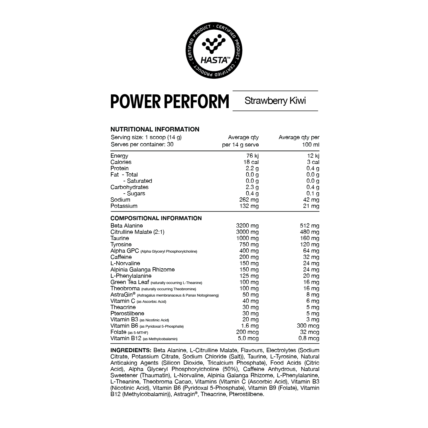 Switch Nutrition Power Perform 30 Serves Strawberry Kiwi