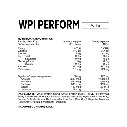 Switch Nutrition WPI Perform 750g Vanilla