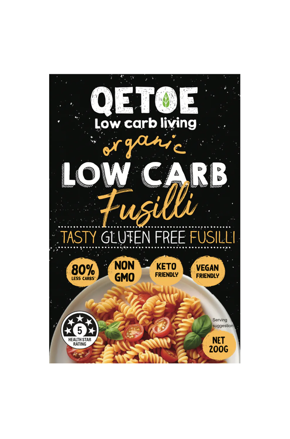 QETOE Organic Low Carb Fusilli 200g