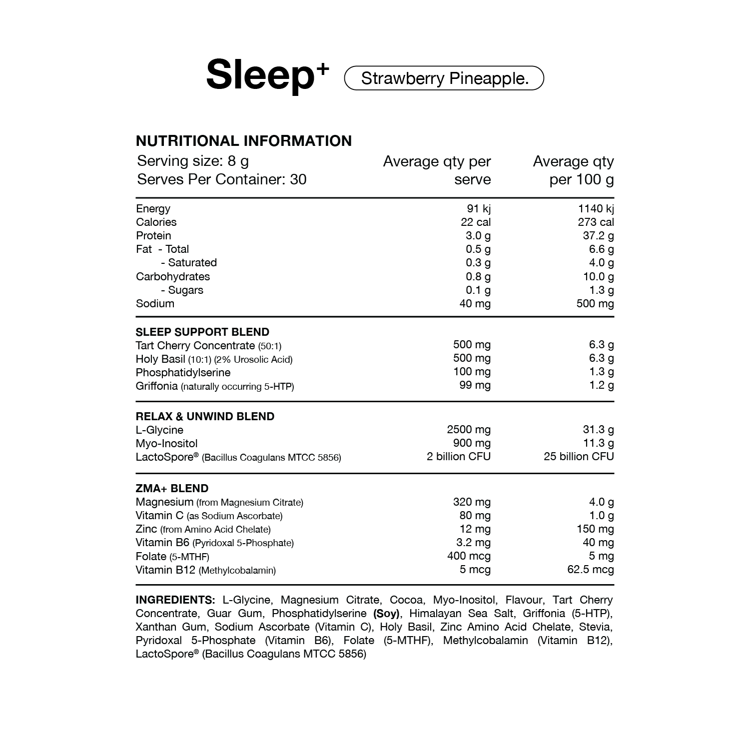 Switch Nutrition Sleep Sachets 20 Serves Strawberry Pineapple