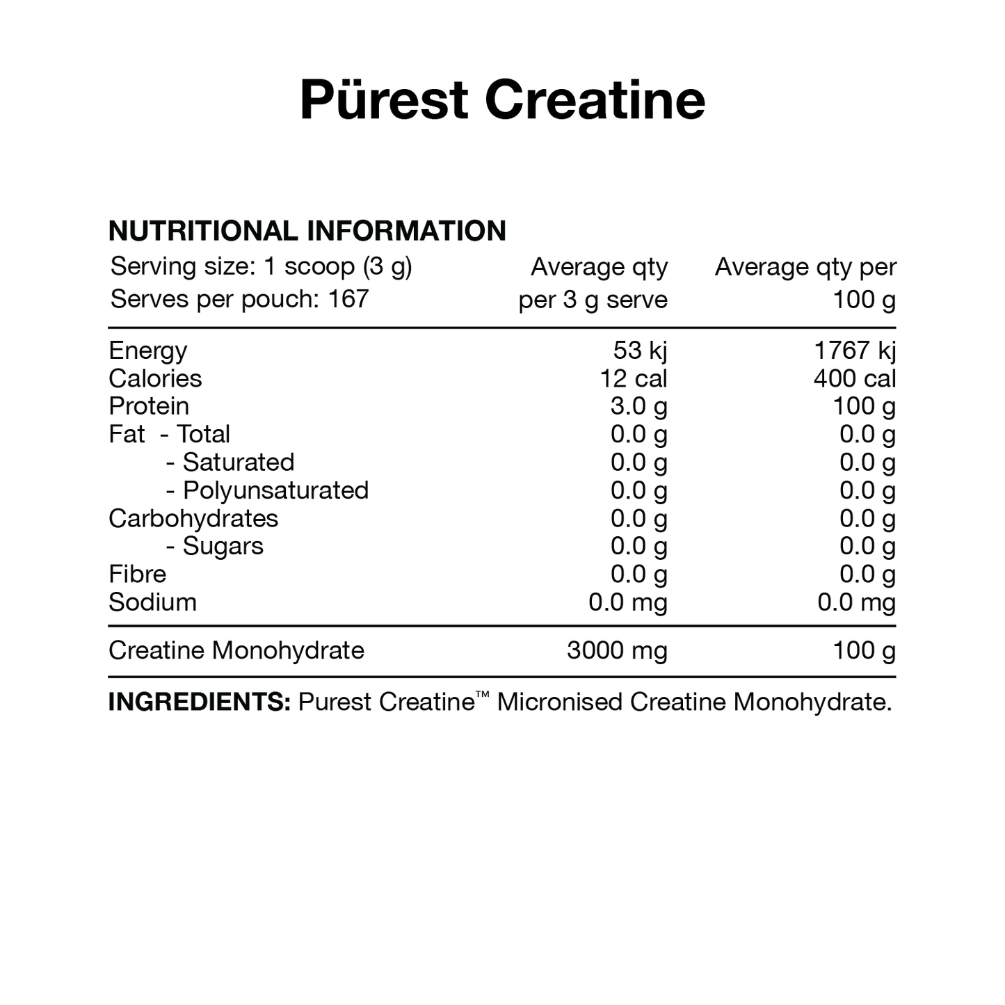Switch Nutrition PUREST Creatine Monohydrate 500g