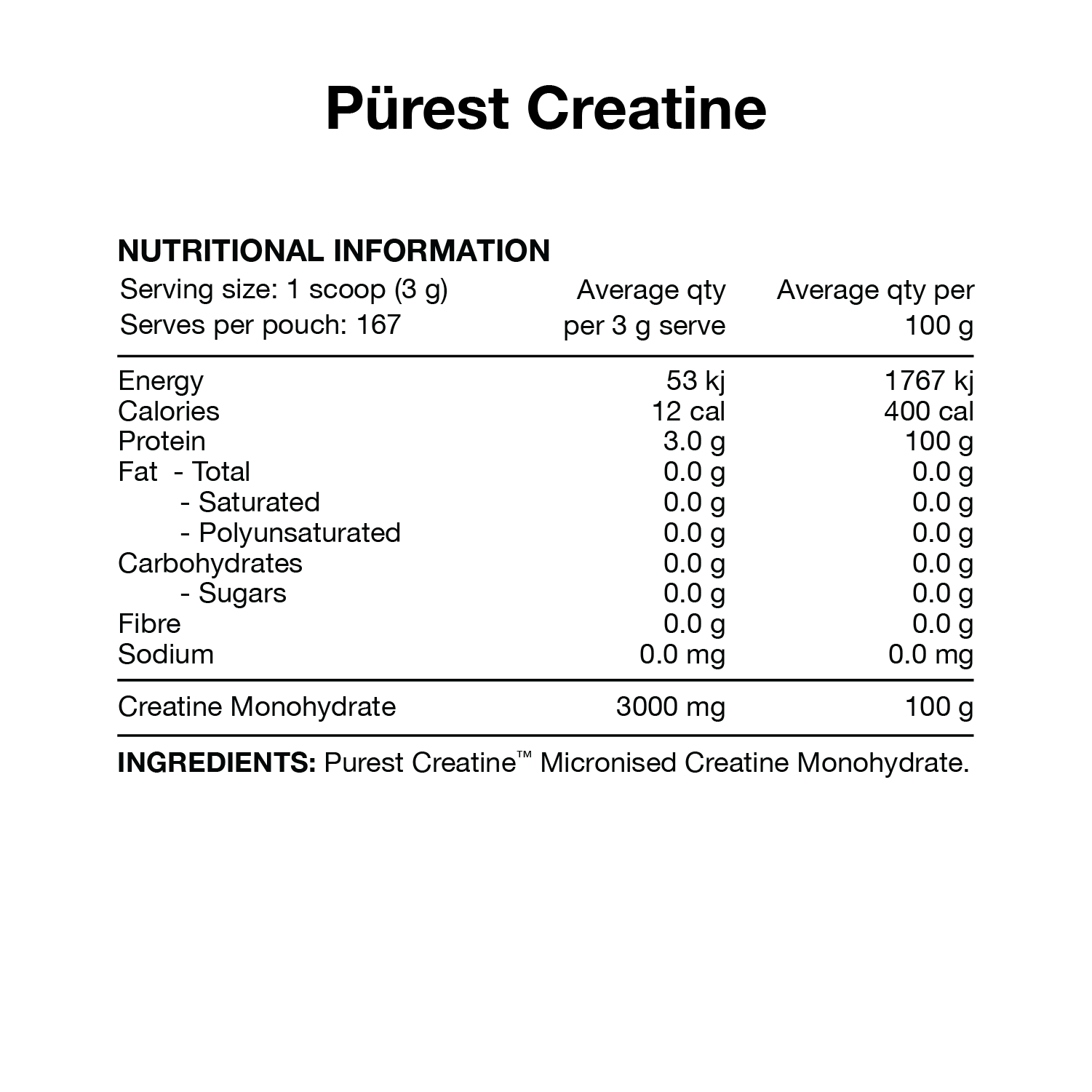 Switch Nutrition PUREST Creatine Monohydrate 500g
