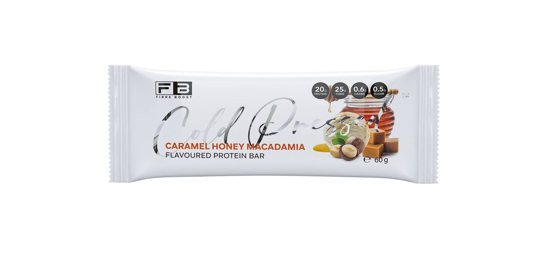 Fibre Boost Protein Bar Caramel Honey Macadamia
