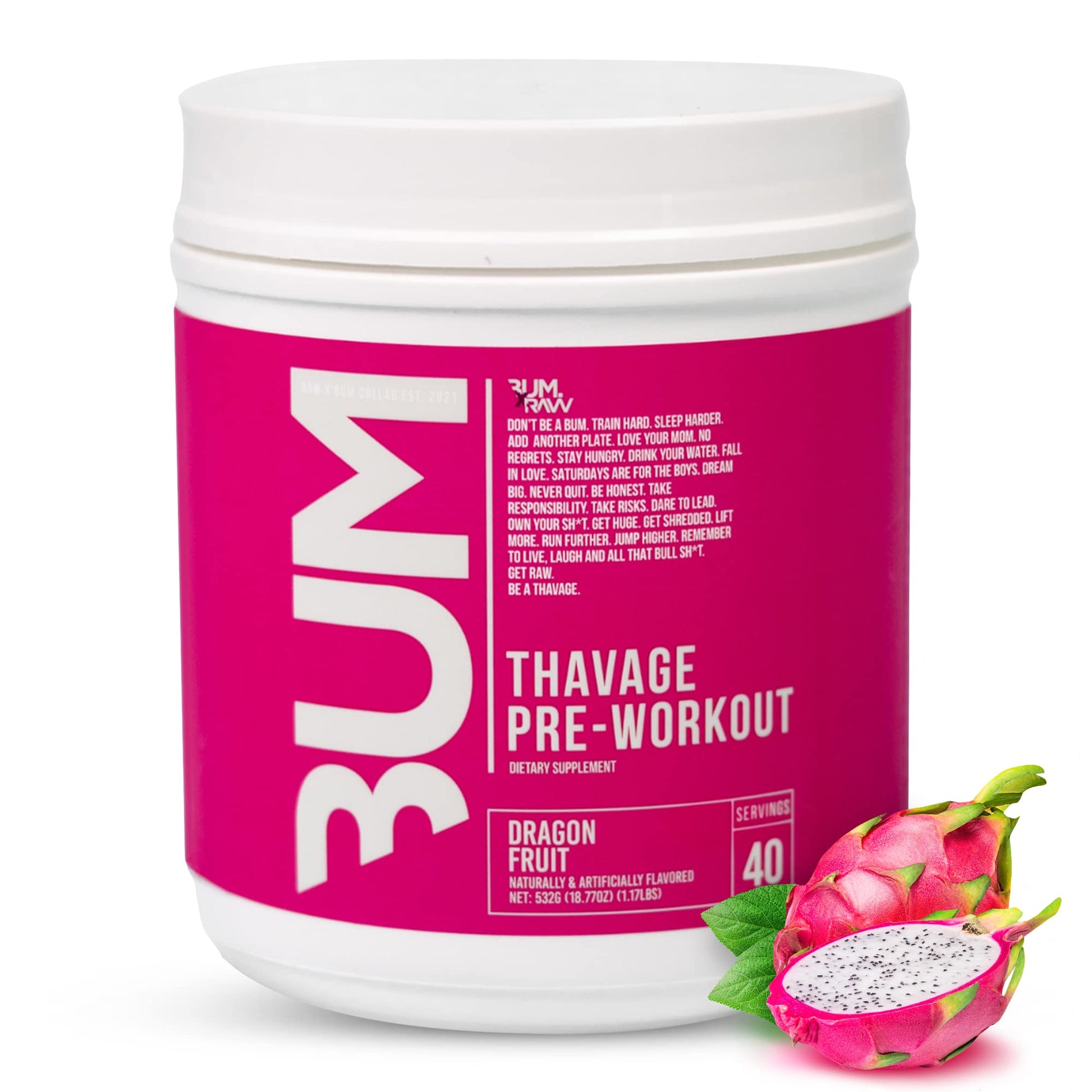 Thavage Pre-Workout by CBUM 40 Serves Dragon Fruit