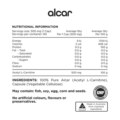 Switch Nutrition ALCAR 60VC Acetyl L-Carnitine