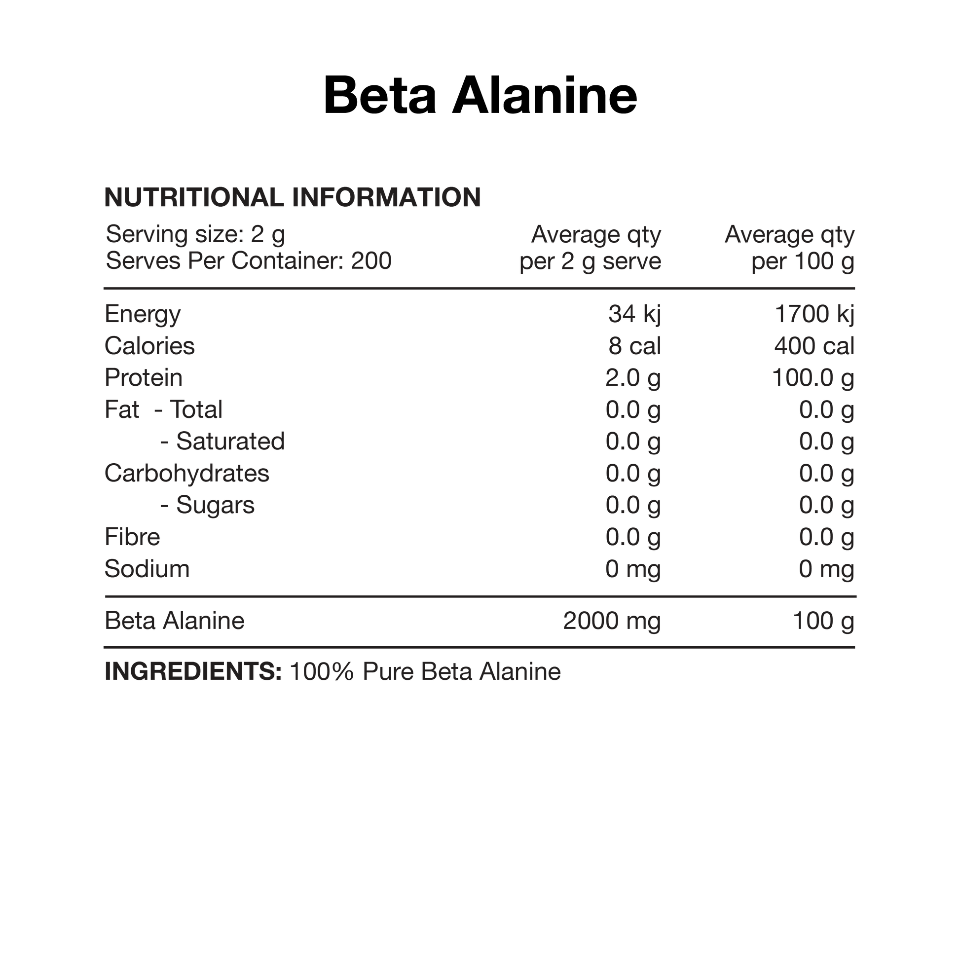 Switch Nutrition Beta Alanine 400g