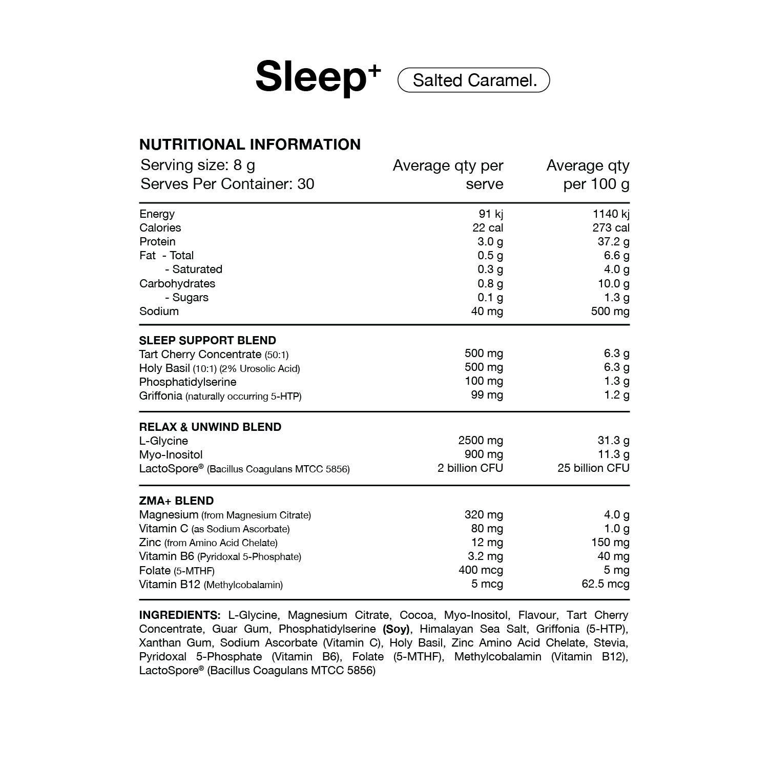 Switch Nutrition Sleep Sachets 20 Serves Salted Caramel