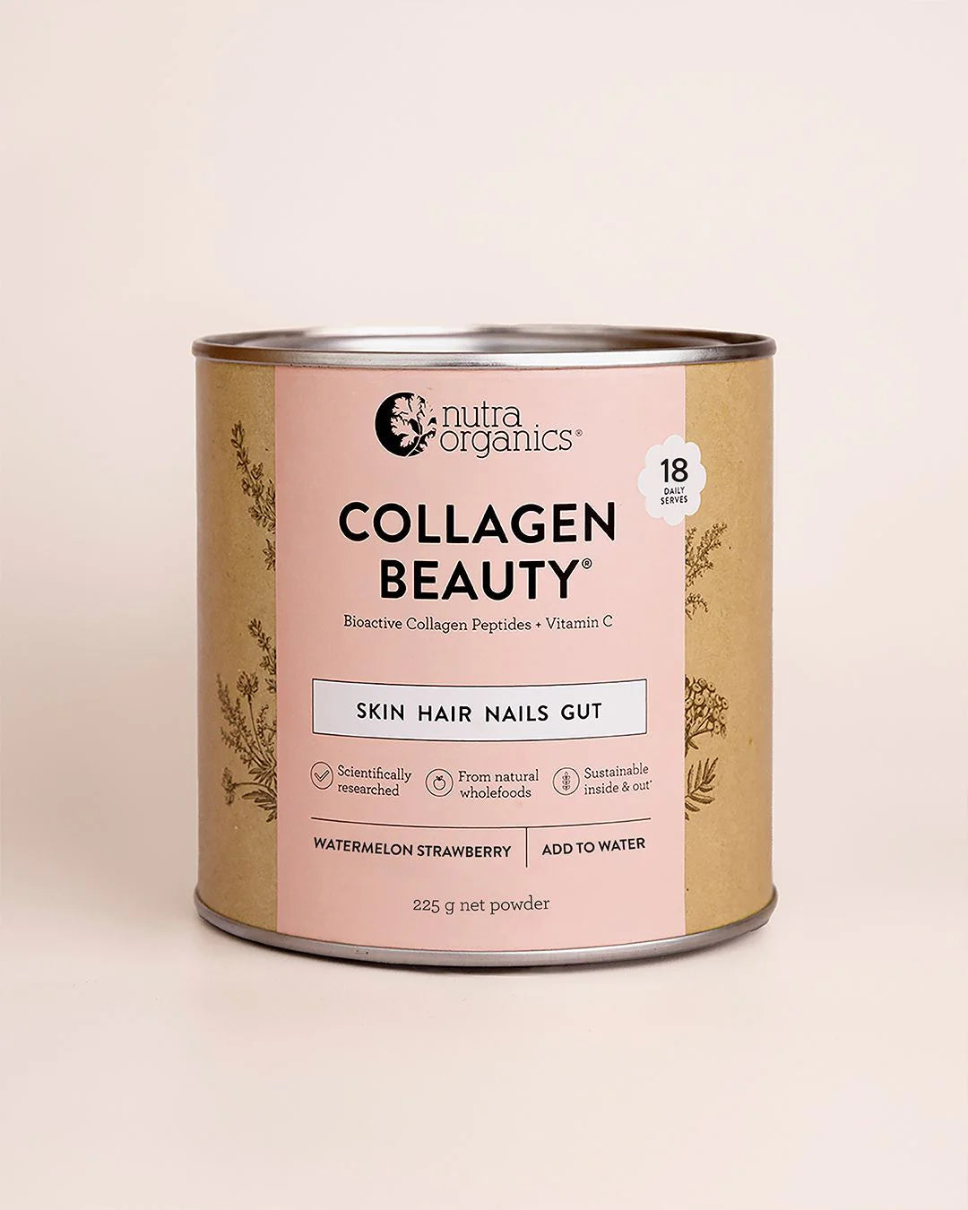 Nutra Organics Collagen Beauty 225g Watermelon Strawberry