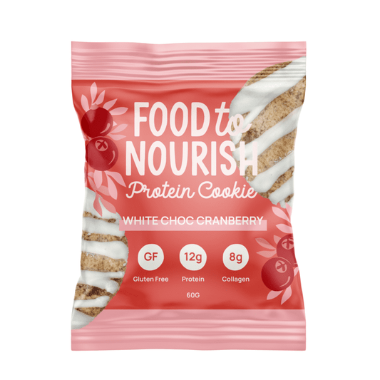 FoodtoNourish Protein Cookie 60g White Choc Cranberry