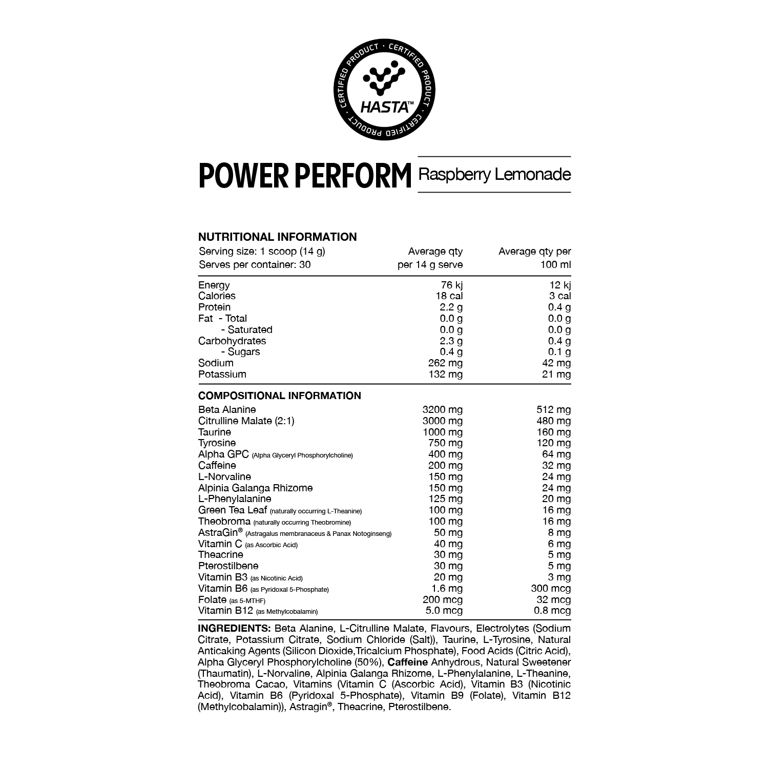 Switch Nutrition Power Perform 30 Serves Raspberry Lemonade